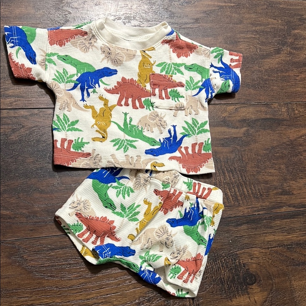 Colorful Dinosaur Print Baby Outfit